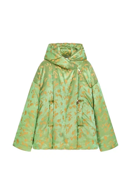 Geacă cu puf Dries Van Noten din jacard verde