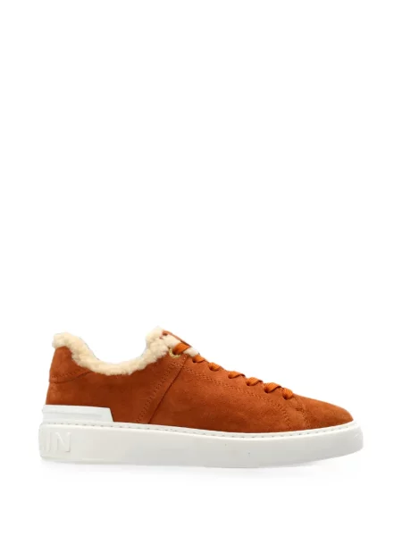 Sneakerși Balmain din piele de oaie maro