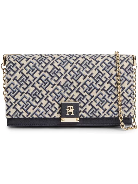 Geantă Tommy Hilfiger Th Her Chain Cross Jacqu Bleumarin albastru