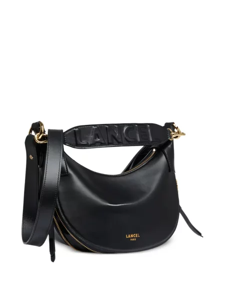 Kožna kožna torba Lancel crna