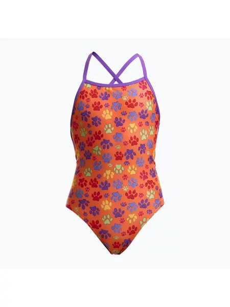 Gyerek egyrészes fürdőruha Funkita Strapped In One Piece paw paw. Méret: 12 AUS