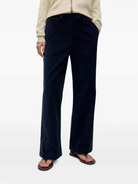 Pantaloni Cordera cu talie joasă de catifea cord albastru