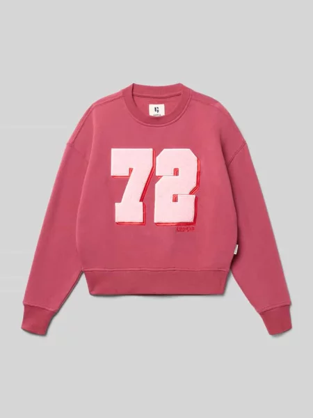 Bluza o kroju regular fit z nadrukiem z logo Garcia różowa