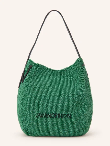 Jw Anderson Vaková Kabelka Bulb Small S Ozdobnými Korálky zelená černá