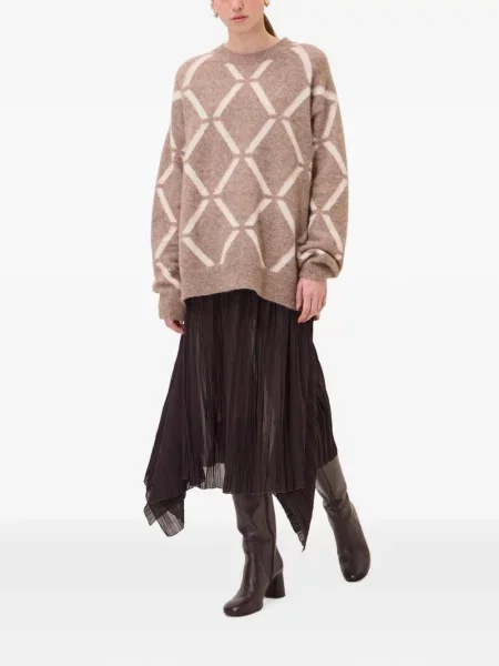 Pulover Ottod’ame cu imprimeu geometric maro