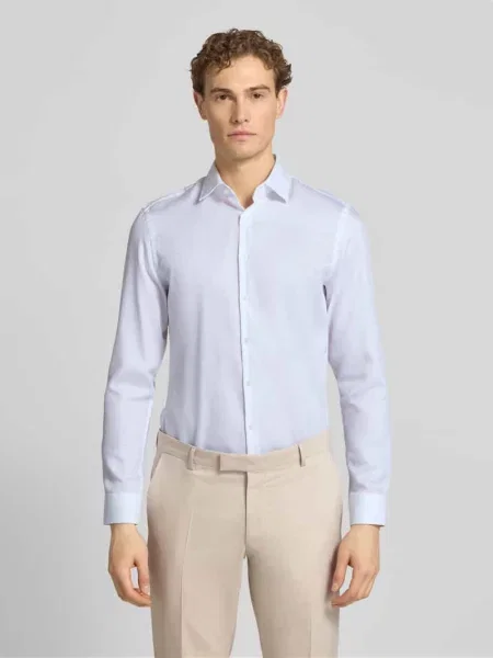 Super krój slim fit koszula biznesowa z czystej bawełny Jake*s biała