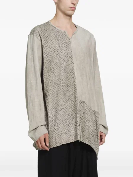 Lung tricou Ziggy Chen cu imagine cu decolteu în V