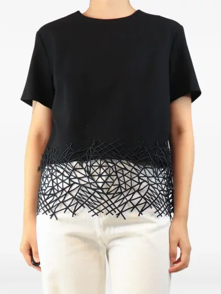 Scurt top Christopher Kane cu broderie negru