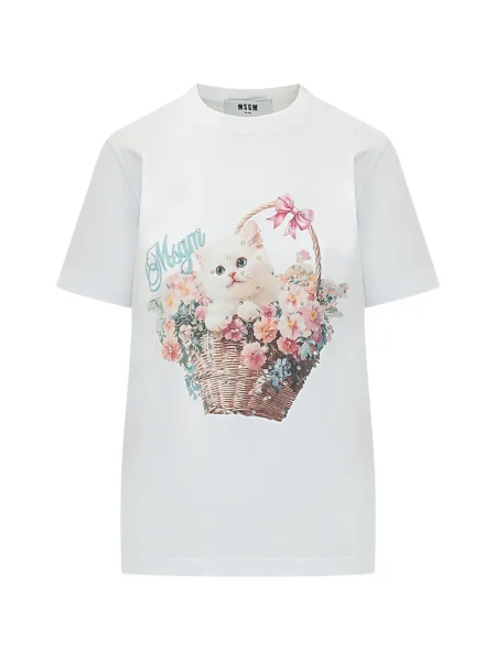 Tricou Msgm cu model floral alb