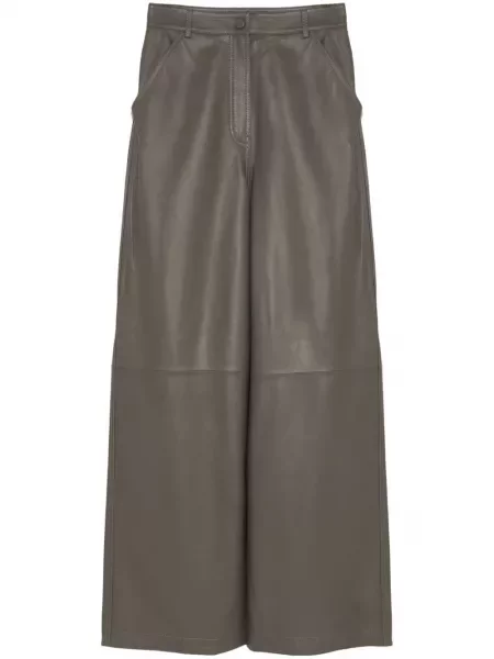 Pantaloni Yves Salomon din piele gri