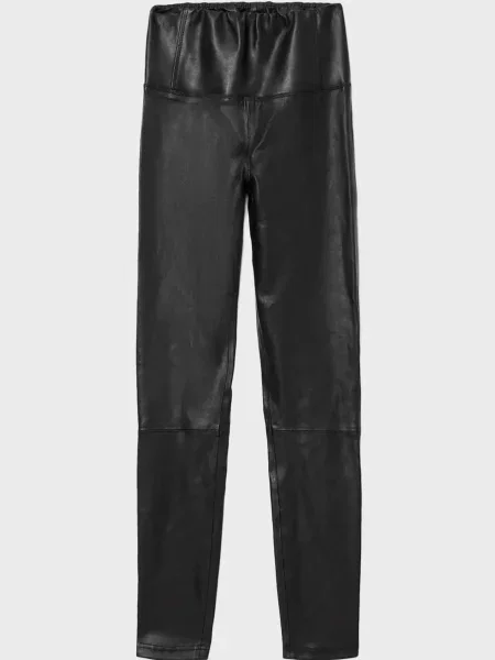 Кожаные леггинсы Allsaints черные