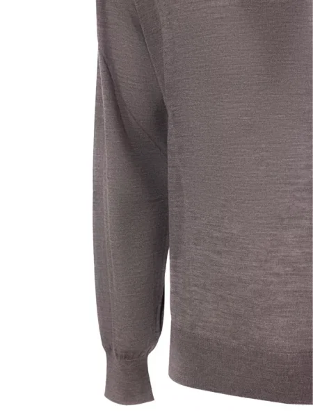 Lung tricou polo Kangra tricotate maro