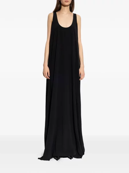 Rochie maxi Rick Owens fără mâneci drapată negru