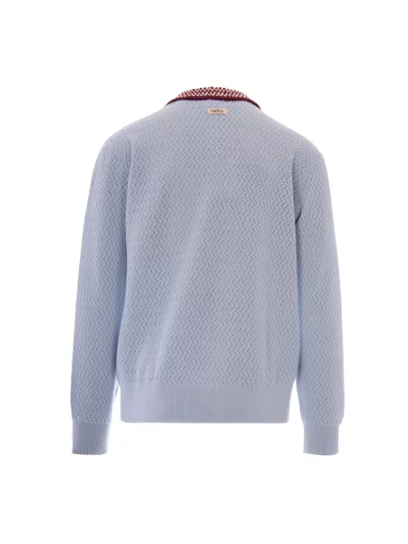 Dzianinowy sweter Drole De Monsieur ażurowy niebieski