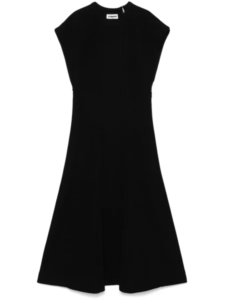 Sukienka midi Jil Sander do kolan garniturowa prążkowana czarna