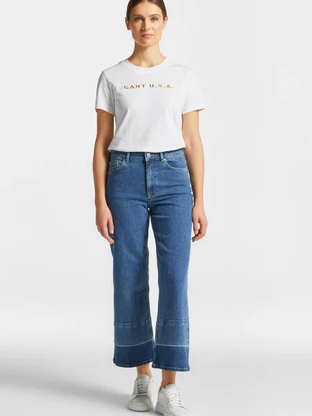 Укорочені широкі джинси Gant сині