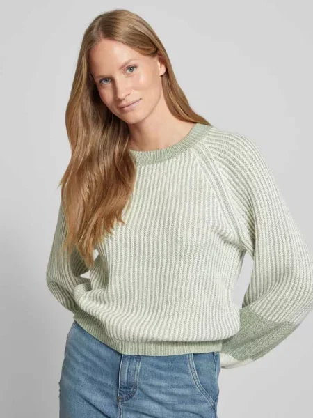 Sweter z dzianiny z okrągłym dekoltem Qs biały