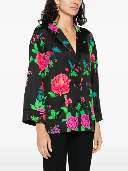 Cămașă Nissa cu model floral cu imagine negru
