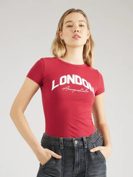 AÉROPOSTALE Tricou LONDON roși aprins alb