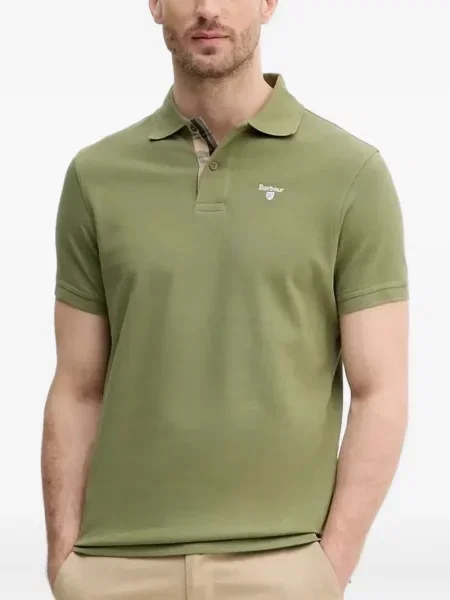Tricou polo Barbour cu broderie verde