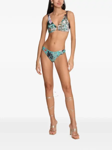 Bikini Amir Slama cu imagine cu imprimeu tropical verde