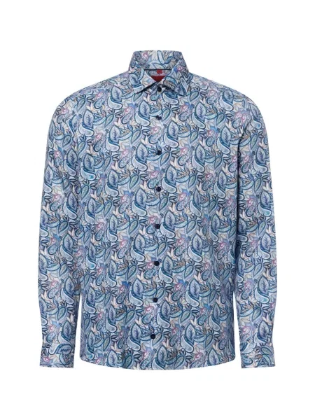 Finshley & Harding koszula biznesowa Mężczyźni Slim Fit wielokolorowy|niebieski|różowy wzorzysty 37 niebieska