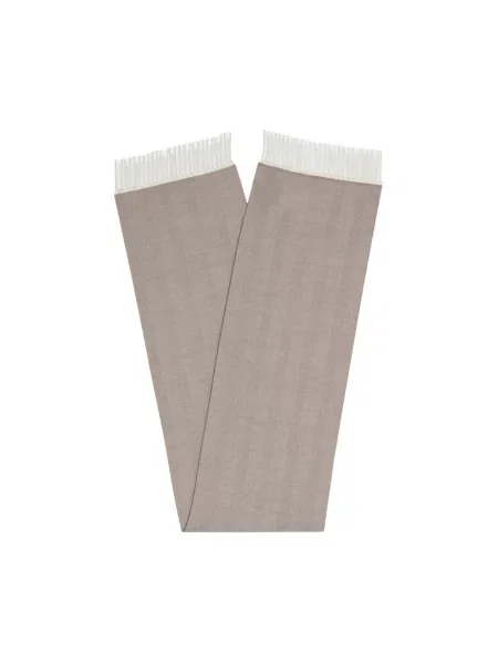 Szal Brooks Brothers wełniana w jodełkę brązowa