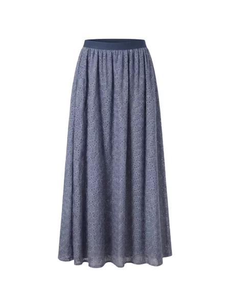 Fustă midi Kristina Ti cu broderie evazată albastru