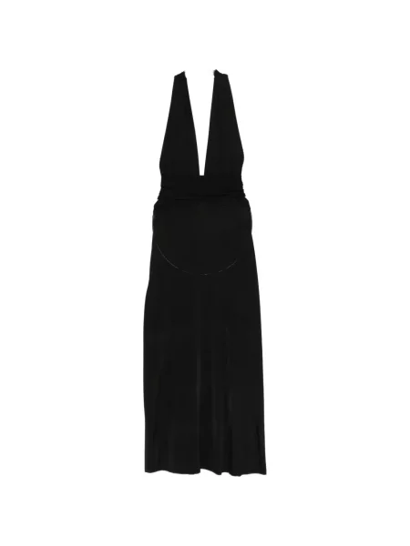 Rochie midi Aya Muse cu decolteu în V până la genunchi de costum negru