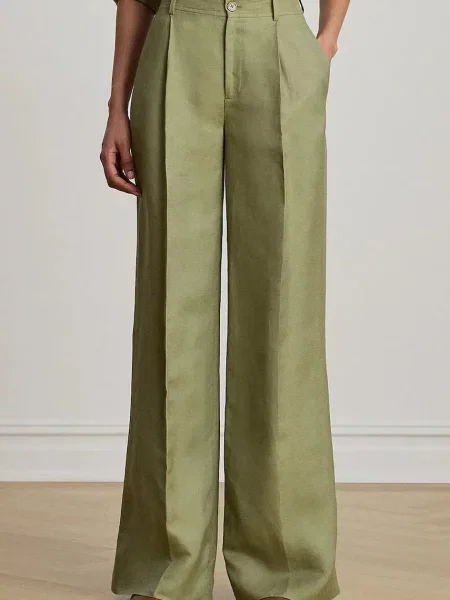 Lauren Ralph Lauren pantaloni palazzo pentru femei cu in verde
