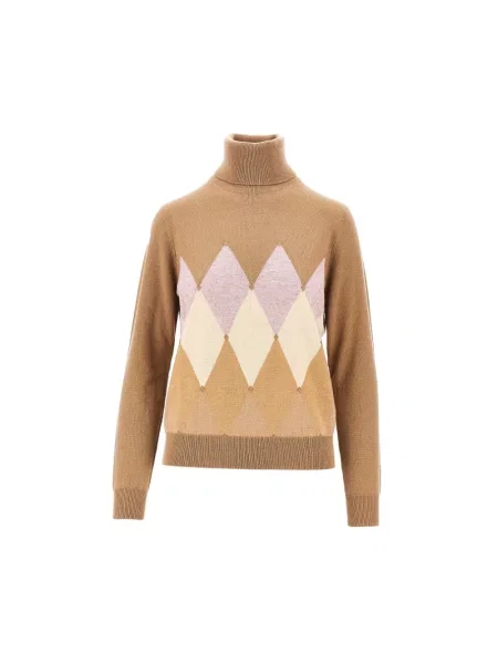 Sweter z golfem Ballantyne z kaszmiru do golfa beżowy