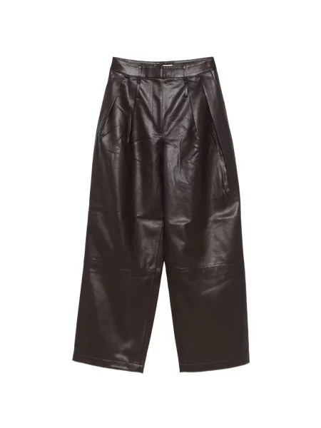 Cu centură pantaloni The Frankie Shop din piele maro