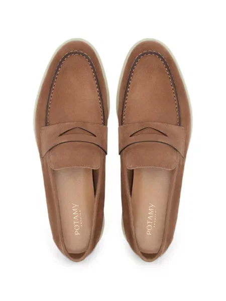 Pantofi loafer Potamy din piele de căprioară maro