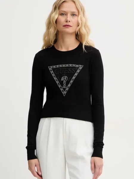 Guess pulover de damă cu vâscoză MACIE negru