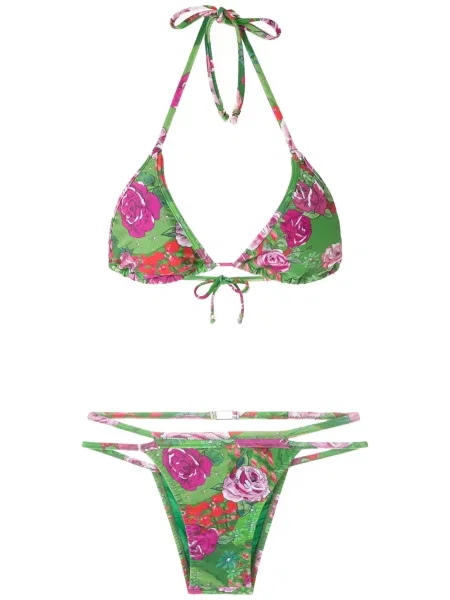 Bikini Amir Slama cu model floral cu imagine verde