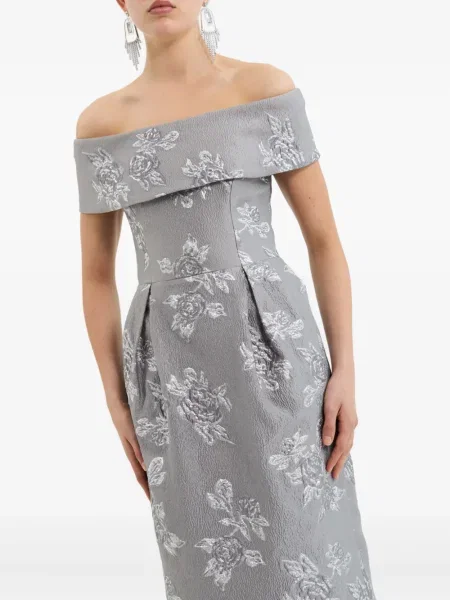 Rochie Rebecca Vallance cu model floral argintiu
