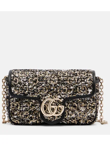 Geantă Gucci GG Marmont din tweed negru