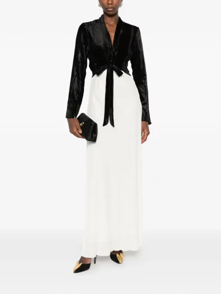 Rochie Forte_forte de catifea cu legături alb