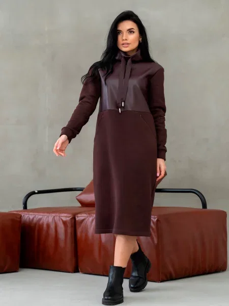 Сукня міді RiMari фліс коричневий