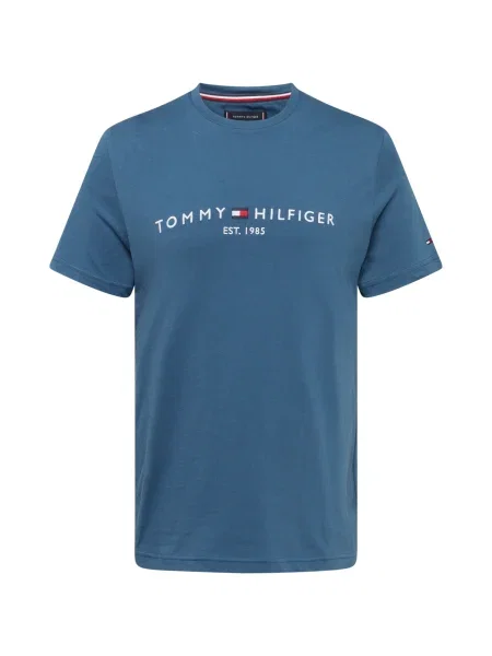 TOMMY HILFIGER Tricou Logo Embroidery Slim bleumarin / albastru porumbel / roșu alb