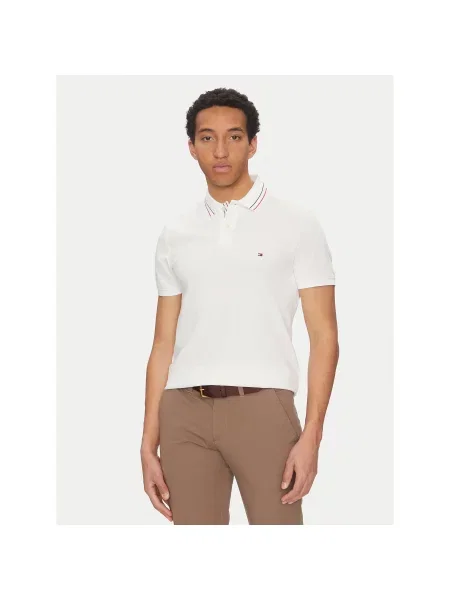 Tommy Hilfiger Polo majica Placket Interest Regular Fit bela
