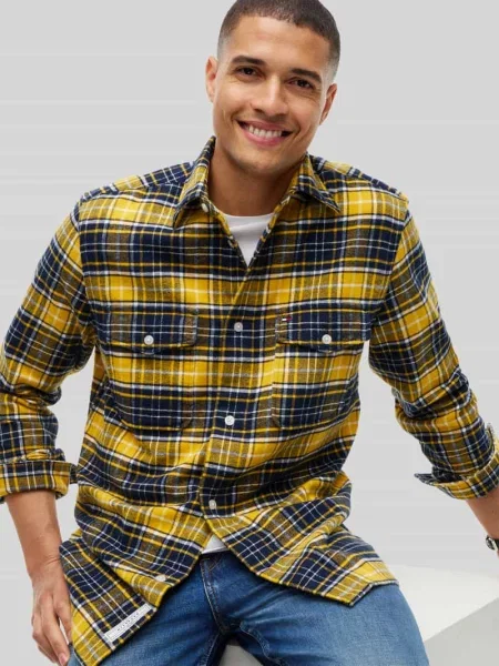 Koszula casualowa o kroju regular fit z czystej bawełny Tommy Hilfiger granatowa