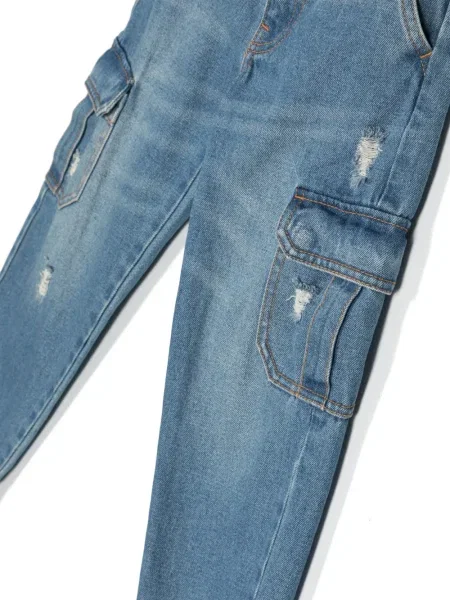 Jeansy straight leg dziecięce Moschino niebieskie