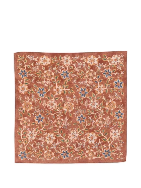 Fular Visvim cu model floral cu imagine maro