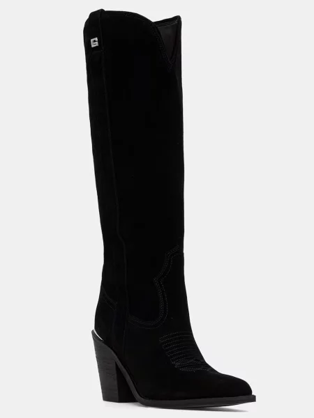 Guess cizme cowboy pentru femei din piele întoarsă negru