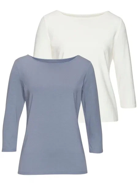 LASCANA Majica dimno modra bela