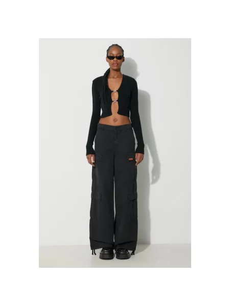 Heron Preston spodnie z domieszką lnu Vintage Wash Canvas Cargo fason cargo high waist czarny