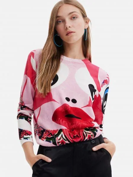 Pulover Desigual alb