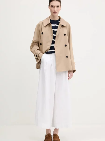 Pedro del Hierro spodnie lniane szerokie high waist biały