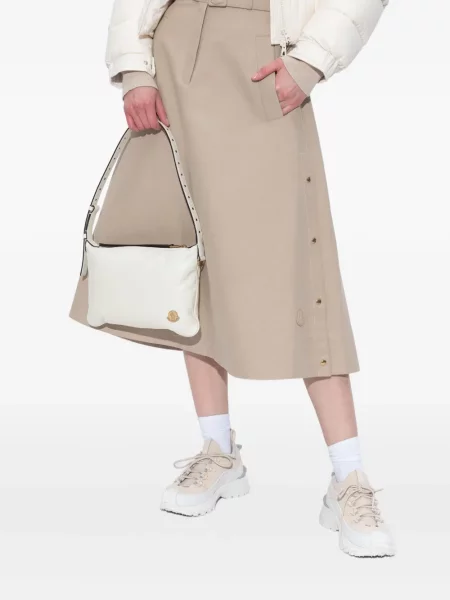 Geanta de piele Moncler din piele alb